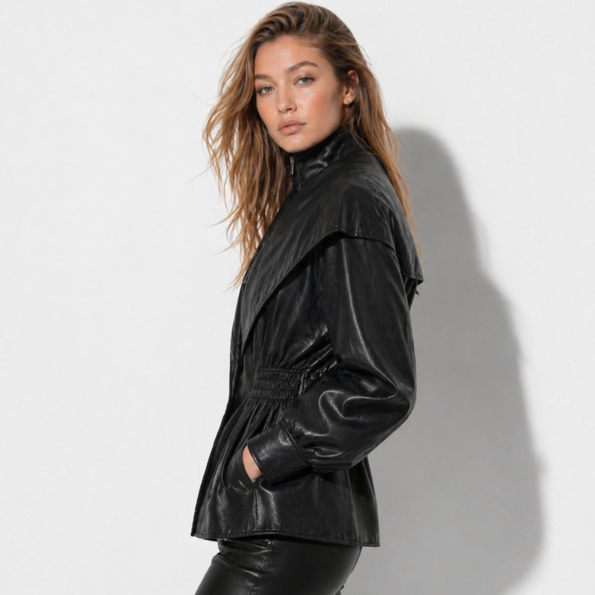 Rovenna - Notch Lapel Leather Biker Jacket Work To Weekend — view 5 of 10