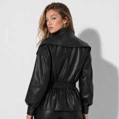 Rovenna - Notch Lapel Leather Biker Jacket Work To Weekend — view 6 of 10