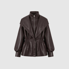 Rovenna - Notch Lapel Leather Biker Jacket Work To Weekend — view 7 of 10