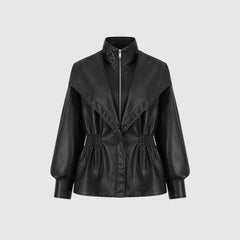 Rovenna - Notch Lapel Leather Biker Jacket Work To Weekend — view 9 of 10