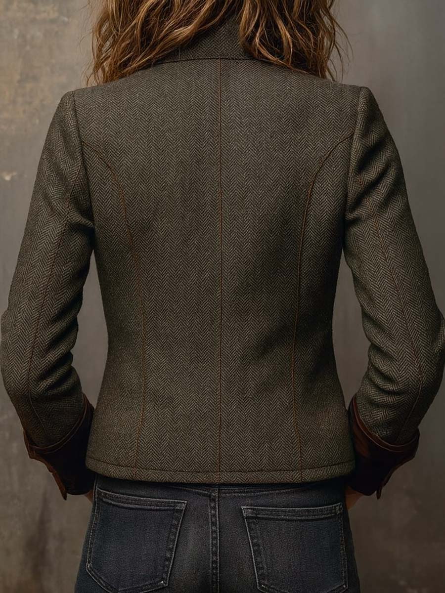 Rowanfield - Herringbone Blazer Jacket Cold Weather Layering — view 3 of 7