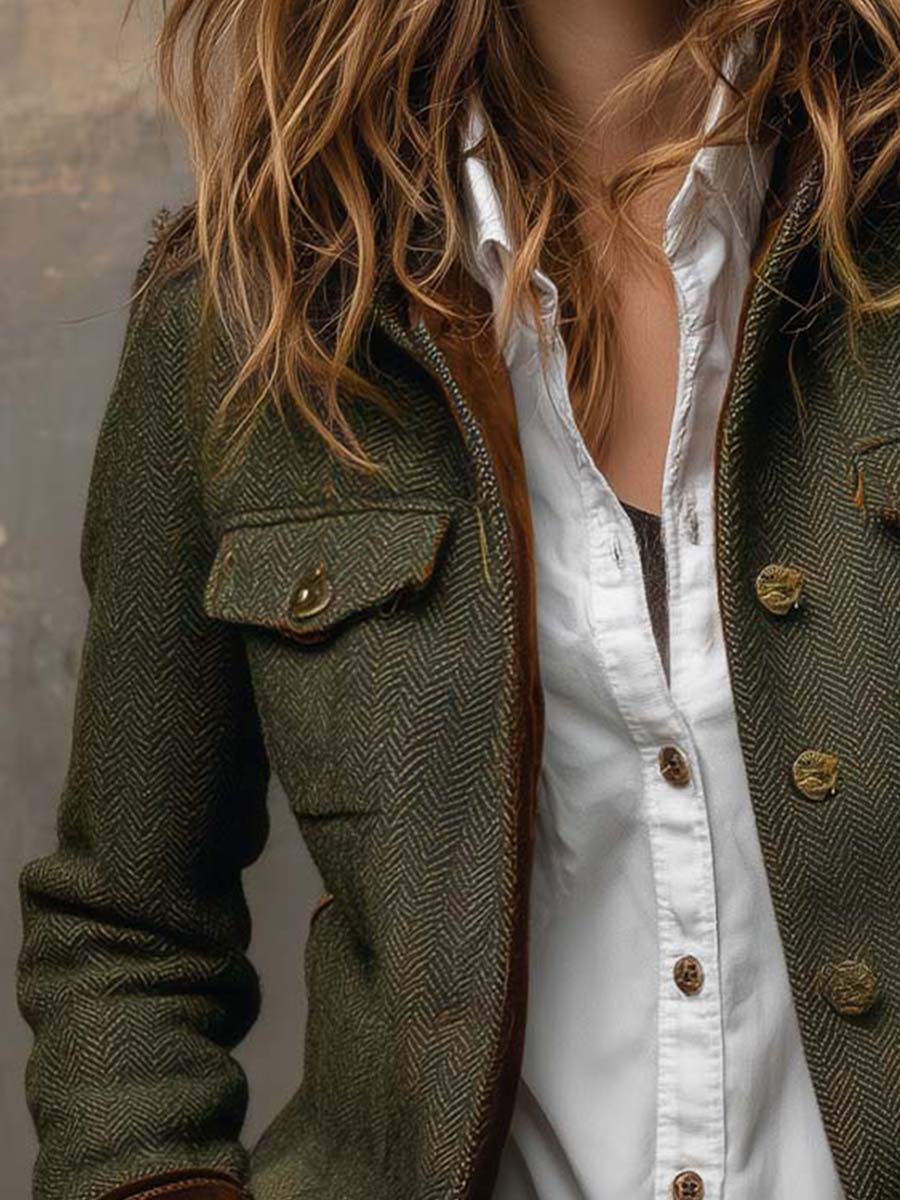 Rowanfield - Herringbone Blazer Jacket Cold Weather Layering — view 4 of 7