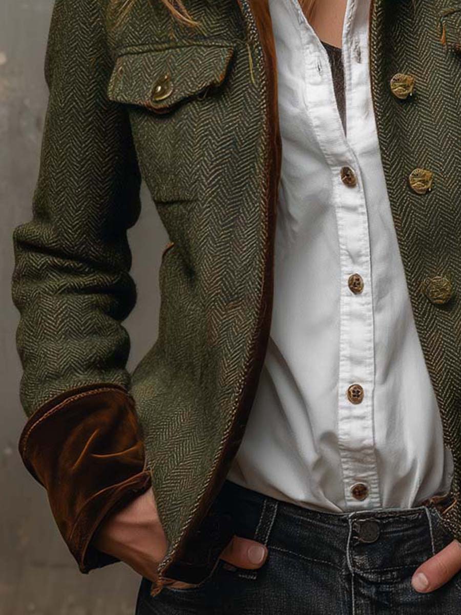 Rowanfield - Herringbone Blazer Jacket Cold Weather Layering — view 5 of 7