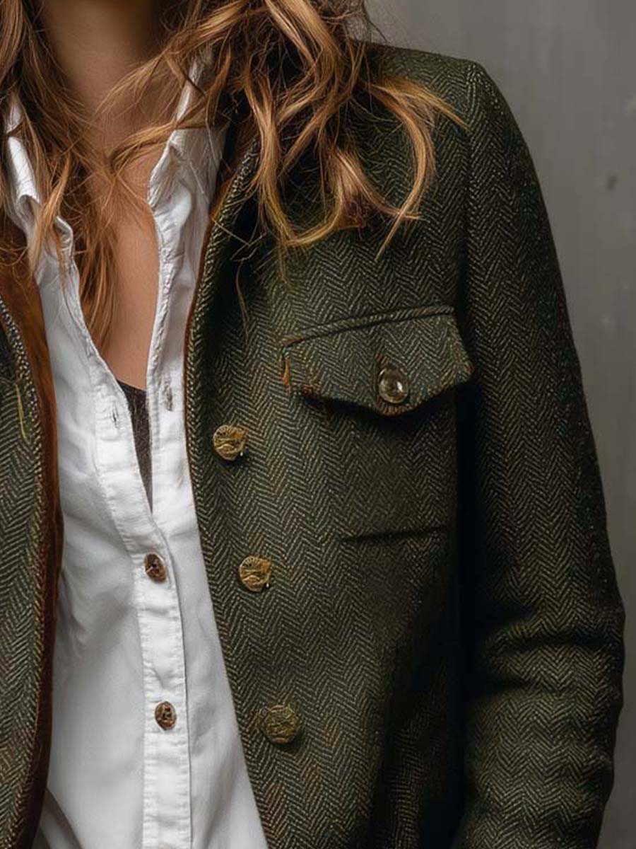 Rowanfield - Herringbone Blazer Jacket Cold Weather Layering — view 6 of 7