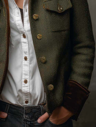 Rowanfield - Herringbone Blazer Jacket Cold Weather Layering — view 7 of 7