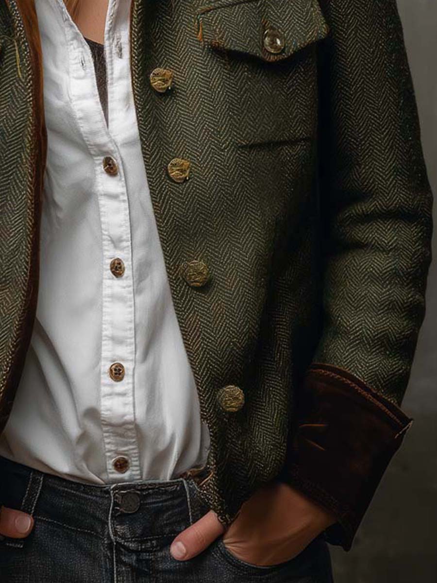 Rowanfield - Herringbone Blazer Jacket Cold Weather Layering — view 7 of 7