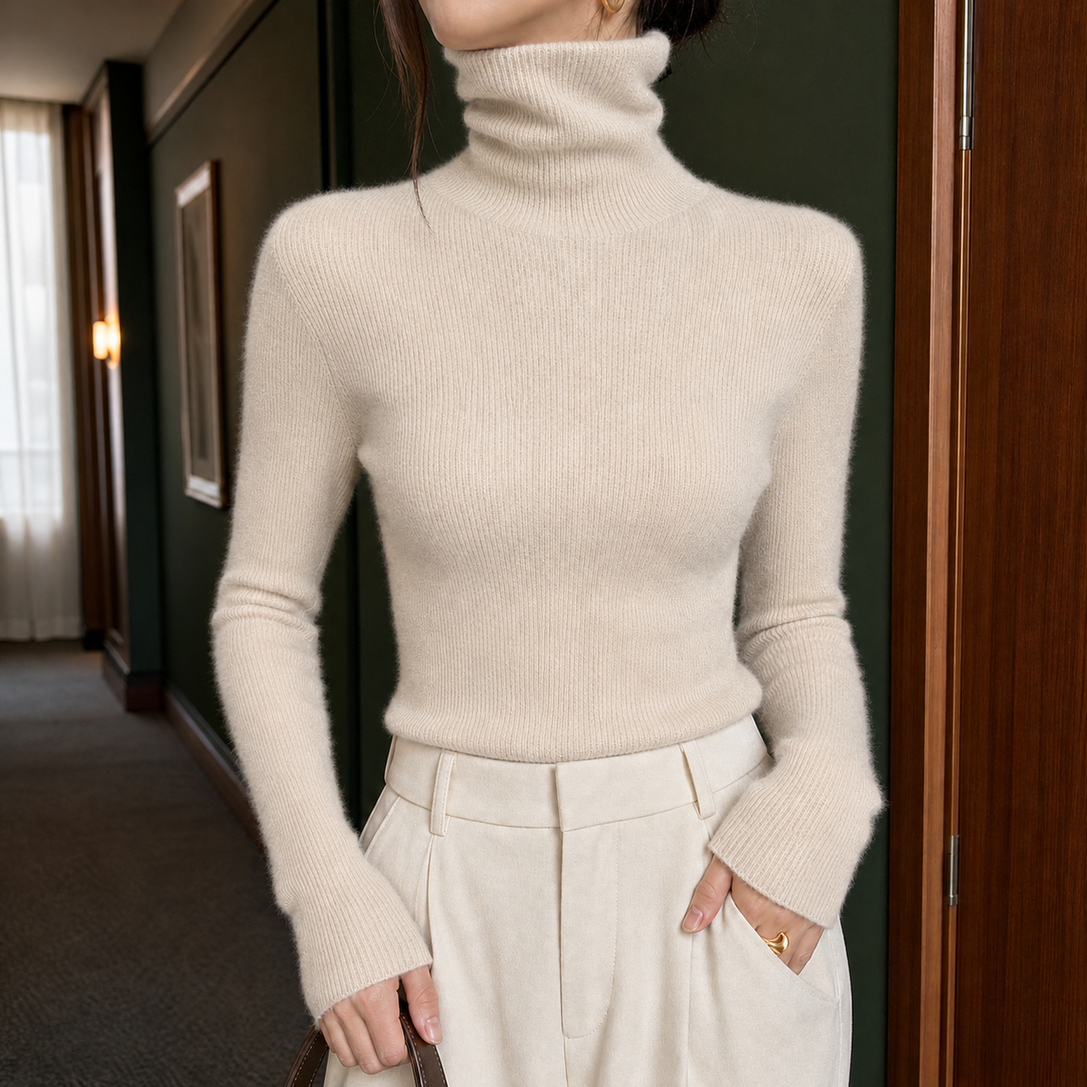Sarenne - Fine Ribbed Turtleneck Sweater Everyday Wear — view 5 of 7