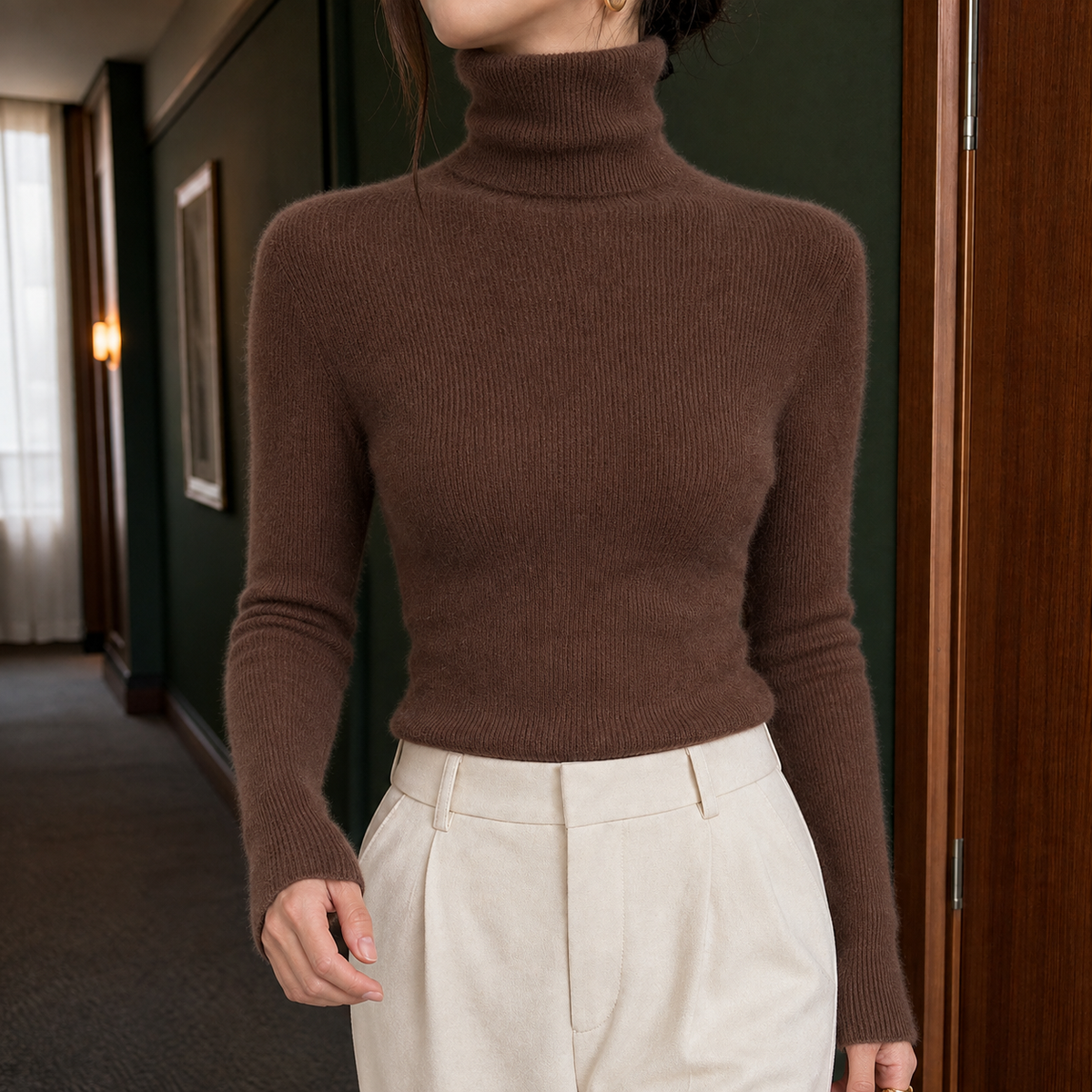 Sarenne - Fine Ribbed Turtleneck Sweater Everyday Wear — view 6 of 7