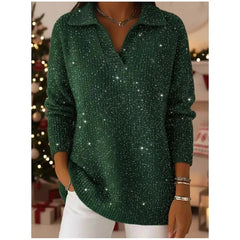 Shimora - Split Neck Sequin Pullover Sweater Evening Layering — view 4 of 8