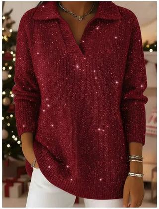 Shimora - Split Neck Sequin Pullover Sweater Evening Layering — view 5 of 8