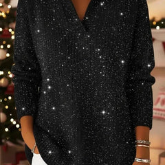 Shimora - Split Neck Sequin Pullover Sweater Evening Layering — view 7 of 8