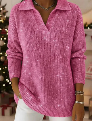 Shimora - Split Neck Sequin Pullover Sweater Evening Layering — view 8 of 8