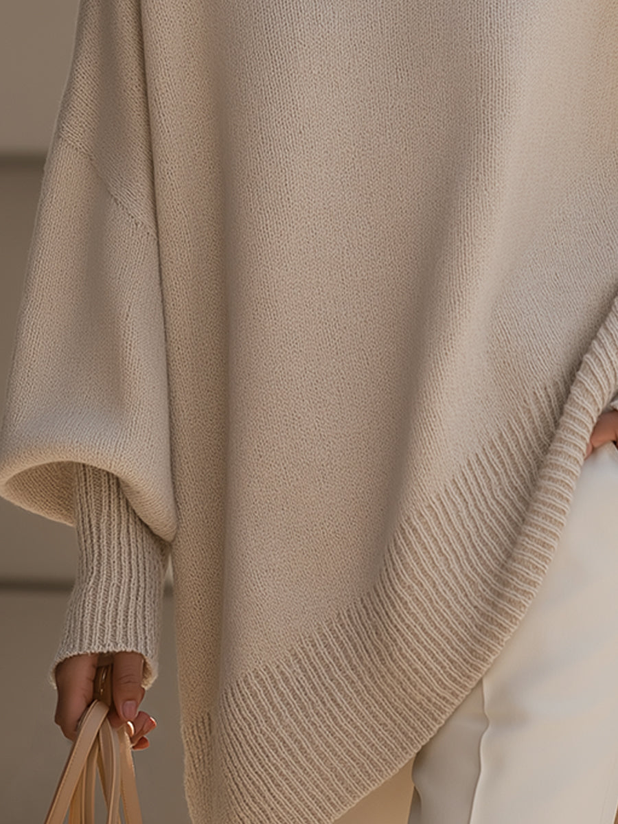 Sofira - Oversized Ribbed Knit Sweater Cold Weather Layering — view 3 of 9