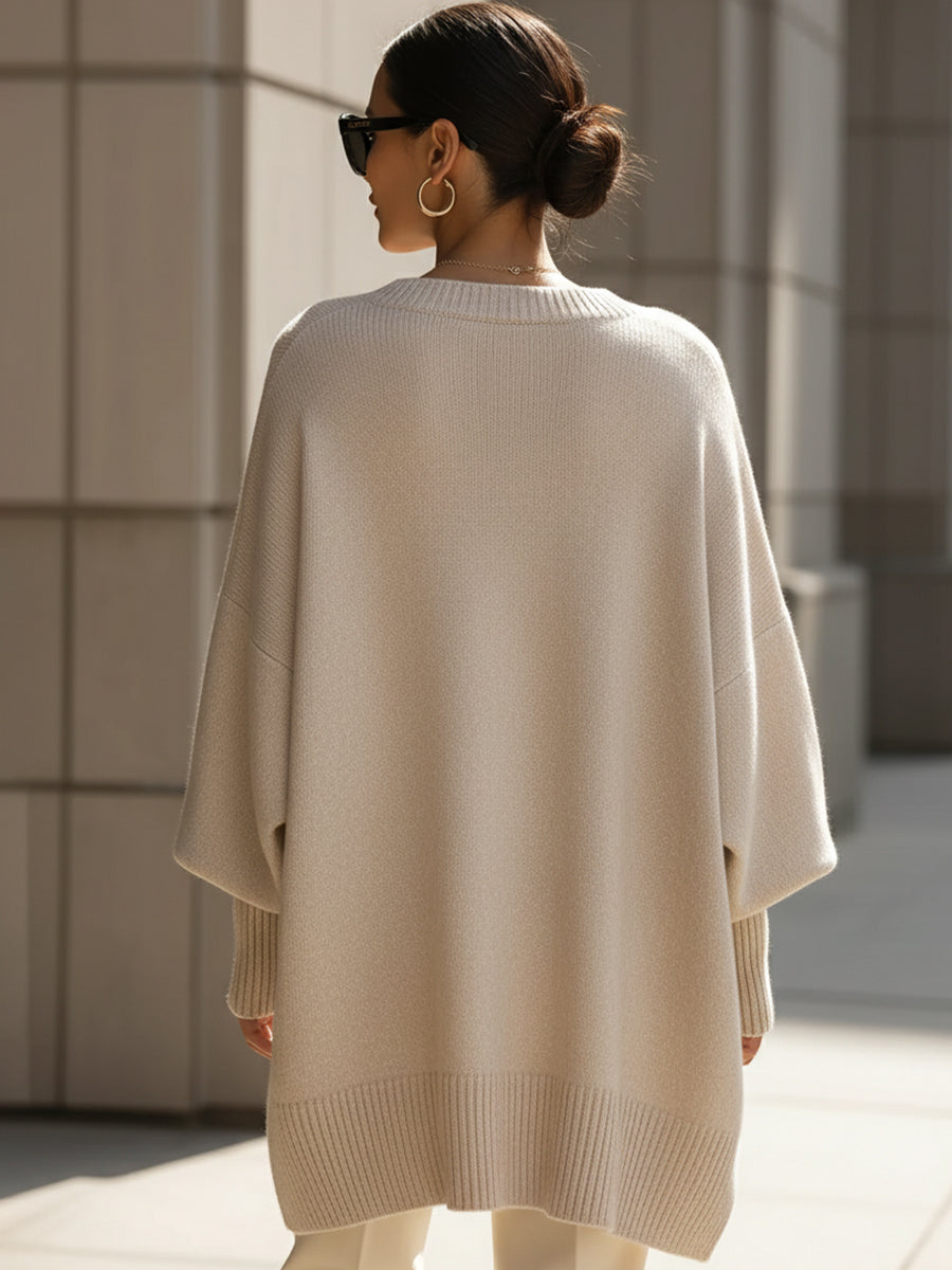 Sofira - Oversized Ribbed Knit Sweater Cold Weather Layering — view 4 of 9