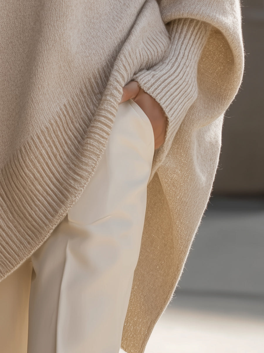 Sofira - Oversized Ribbed Knit Sweater Cold Weather Layering — view 5 of 9