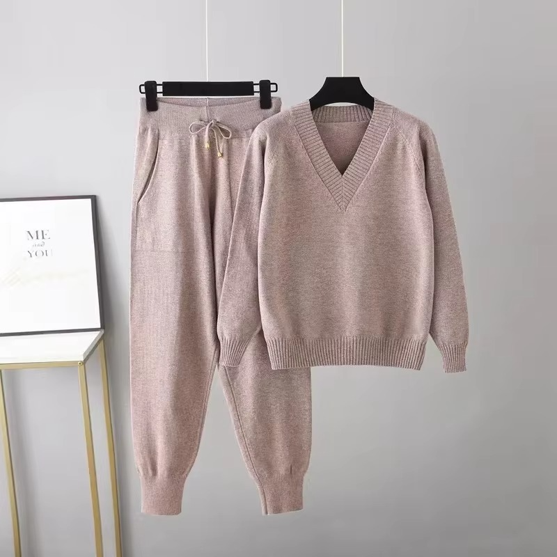 Softira - Knitted V Neck Two Piece Set Cold Weather Wear — view 2 of 8