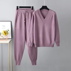 Softira - Knitted V Neck Two Piece Set Cold Weather Wear — view 7 of 8