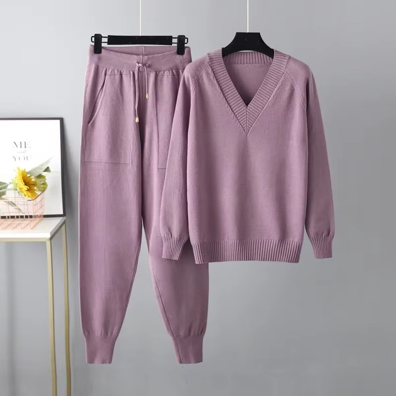 Softira - Knitted V Neck Two Piece Set Cold Weather Wear — view 7 of 8