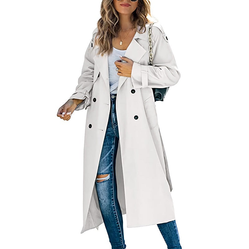 Solenne - Long Trench Coat Spring Autumn Layering