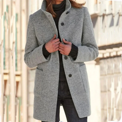 Solmara - Buttoned Wool Coat For Cold Season Commuting