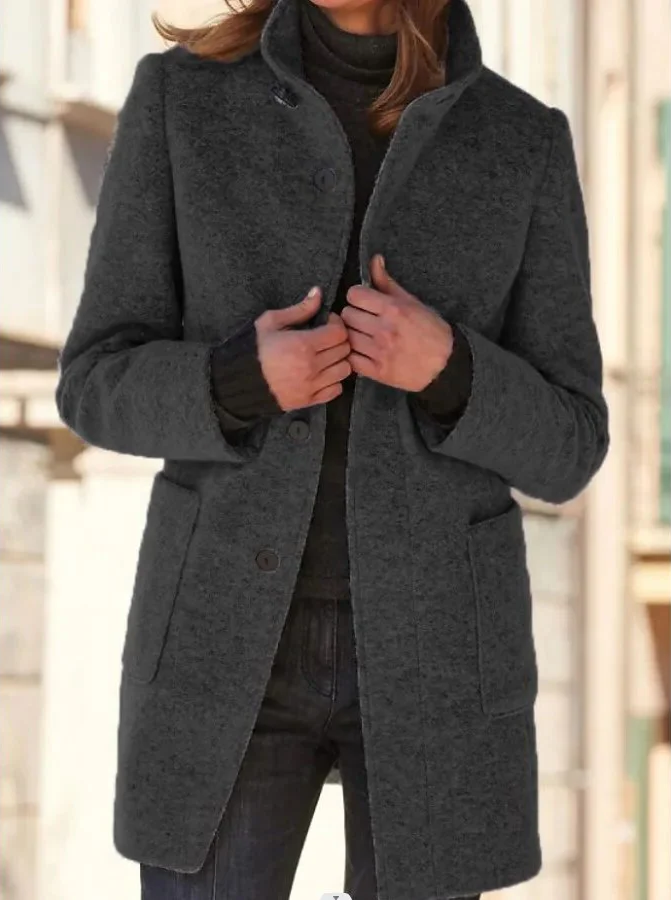 Solmara - Buttoned Wool Coat For Cold Season Commuting — view 4 of 6