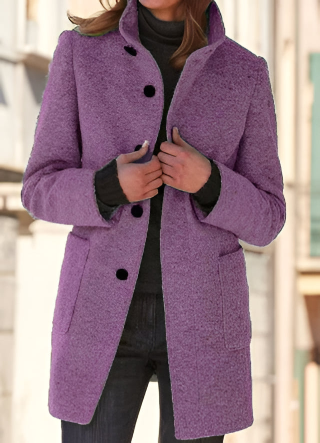 Solmara - Buttoned Wool Coat For Cold Season Commuting — view 6 of 6