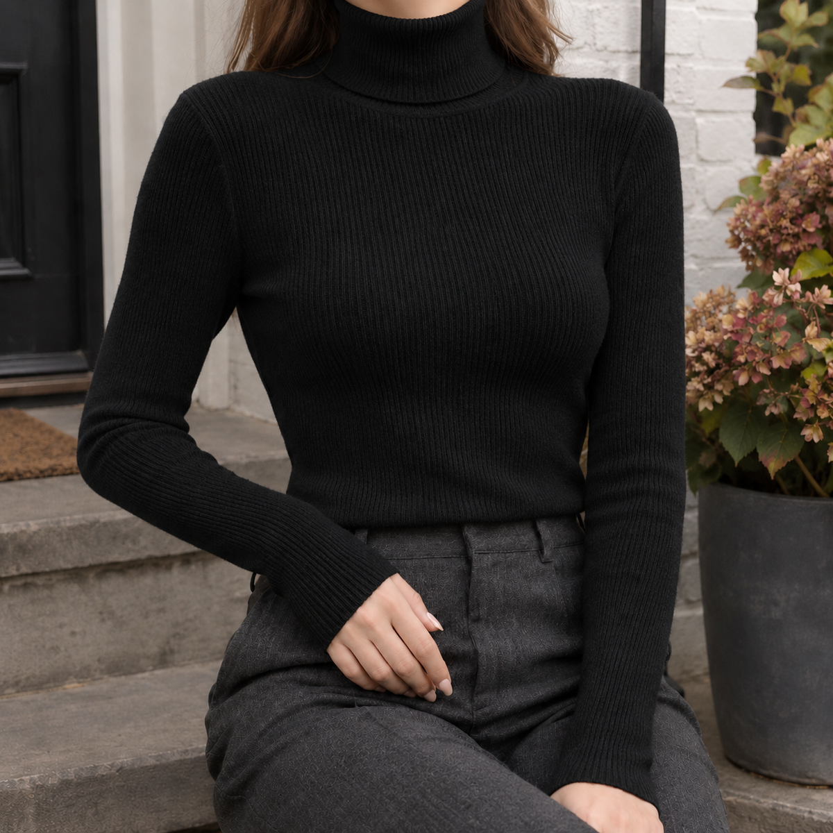 Sveltira - Ribbed Turtleneck Sweater Work And Weekend — view 3 of 7
