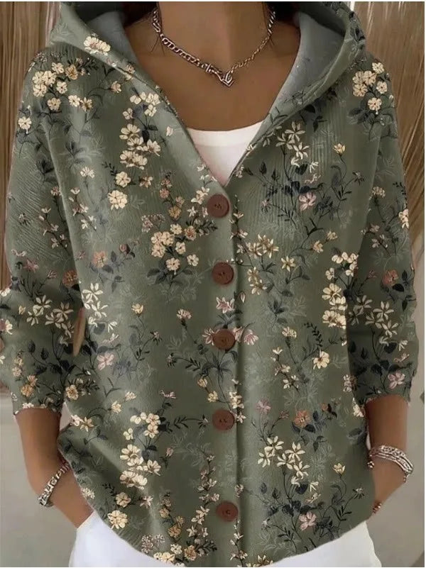 Sylvenne - Hooded Button Front Cardigan Everyday Layering — view 4 of 6