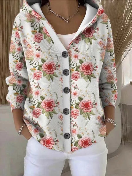 Sylvenne - Hooded Button Front Cardigan Everyday Layering — view 5 of 6