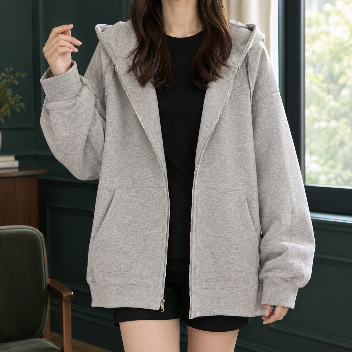 Tamerra - Oversized Zip Hoodie Weekend Loungewear