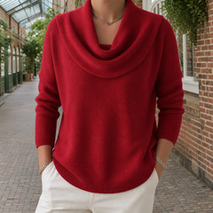 Thalvera - Cowl Neck Knit Sweater Cool Weather Layering
