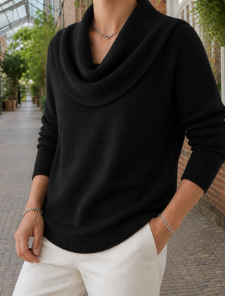 Thalvera - Cowl Neck Knit Sweater Cool Weather Layering — view 5 of 8
