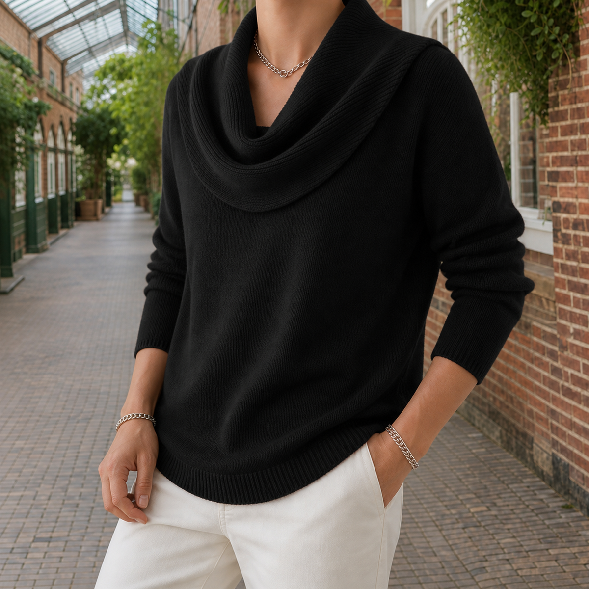 Thalvera - Cowl Neck Knit Sweater Cool Weather Layering — view 5 of 8