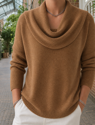 Thalvera - Cowl Neck Knit Sweater Cool Weather Layering — view 6 of 8