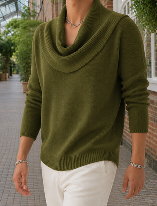 Thalvera - Cowl Neck Knit Sweater Cool Weather Layering — view 7 of 8