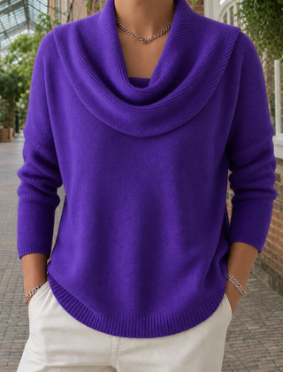 Thalvera - Cowl Neck Knit Sweater Cool Weather Layering — view 8 of 8
