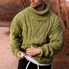 Thalvern - Cable Knit Turtleneck Sweater Casual Layering