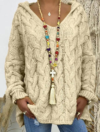 Thistlewick - Hooded Cable Knit Pullover For Everyday Layering