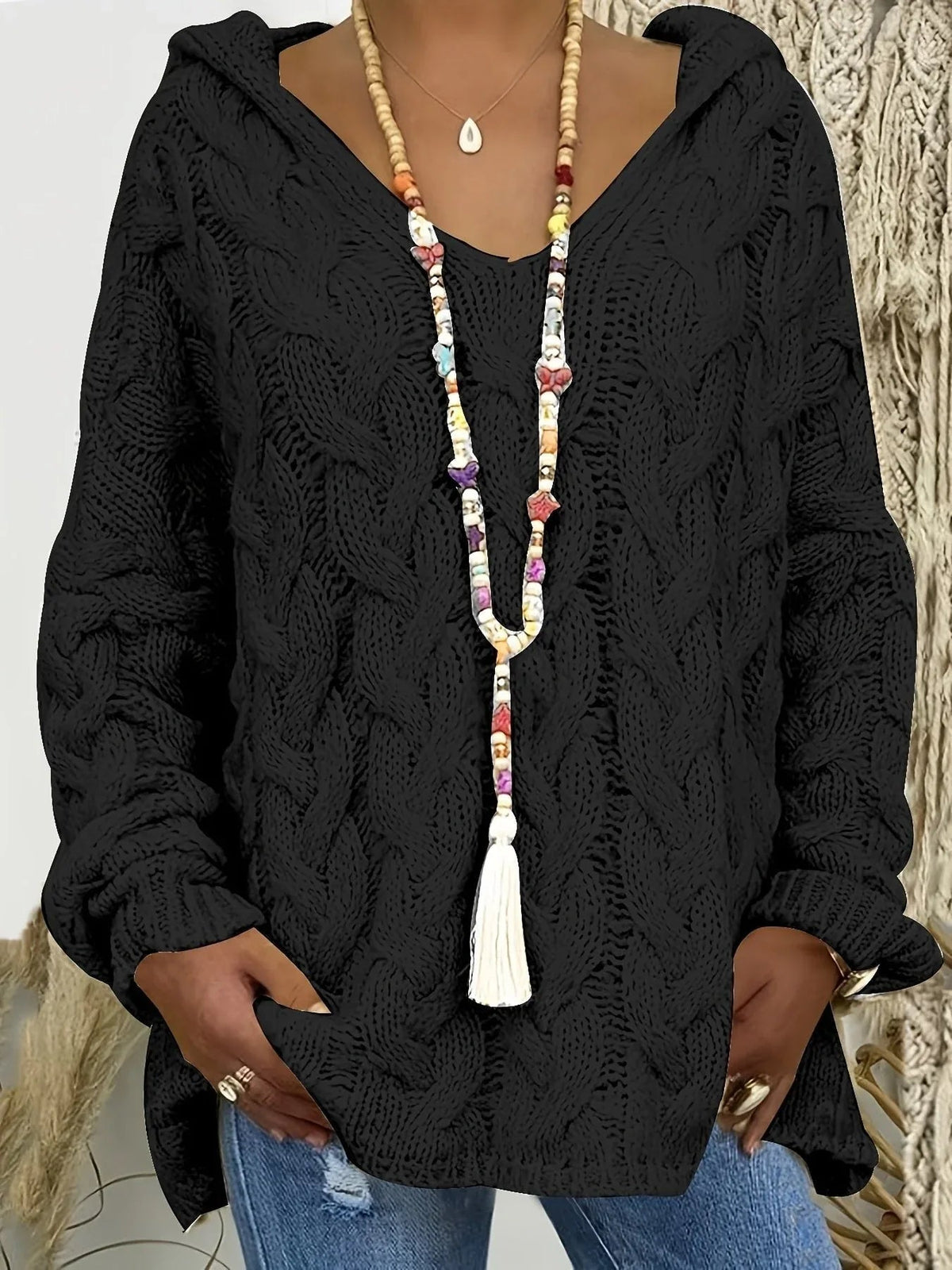 Thistlewick - Hooded Cable Knit Pullover For Everyday Layering — view 4 of 6