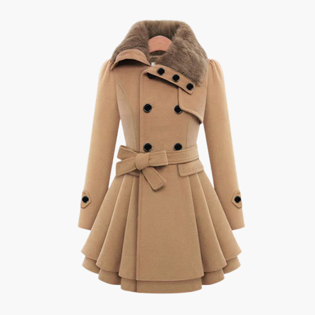 Thornessa - Detachable Collar Belted Coat Cool Weather Layering