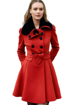 Thornessa - Detachable Collar Belted Coat Cool Weather Layering — view 10 of 10