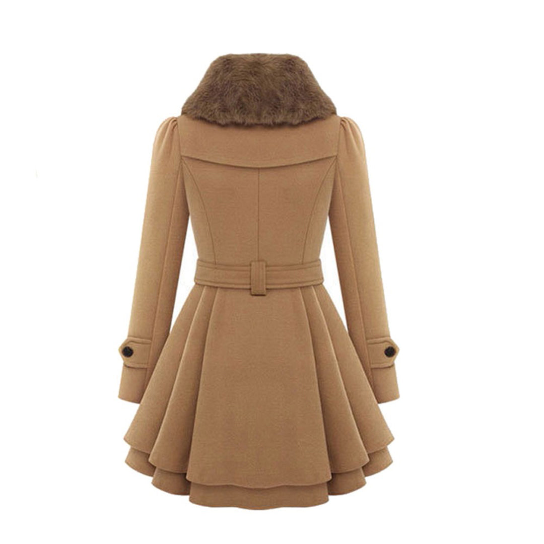 Thornessa - Detachable Collar Belted Coat Cool Weather Layering — view 2 of 10