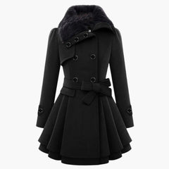 Thornessa - Detachable Collar Belted Coat Cool Weather Layering — view 3 of 10