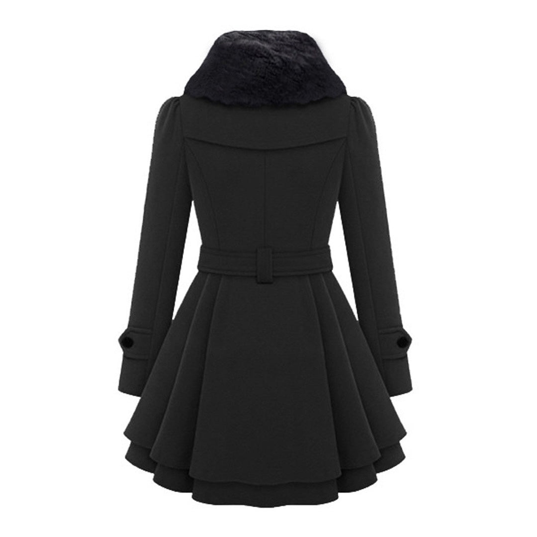Thornessa - Detachable Collar Belted Coat Cool Weather Layering — view 4 of 10