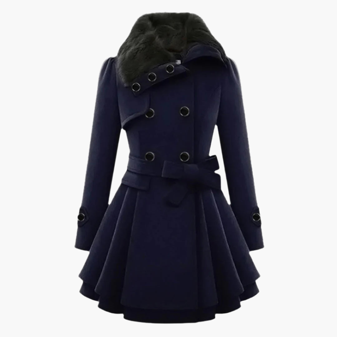Thornessa - Detachable Collar Belted Coat Cool Weather Layering — view 5 of 10