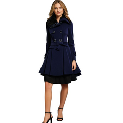 Thornessa - Detachable Collar Belted Coat Cool Weather Layering — view 9 of 10