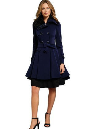 Thornessa - Detachable Collar Belted Coat Cool Weather Layering — view 9 of 10