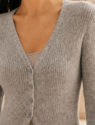 Vaelis - Longline Button Front V Neck Cardigan — view 2 of 7