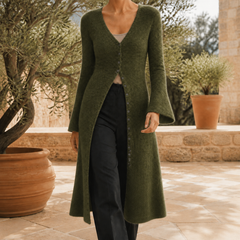 Vaelis - Longline Button Front V Neck Cardigan — view 6 of 7