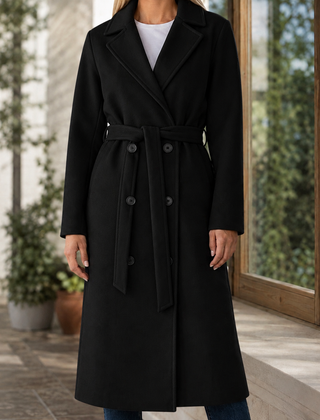 Vantelle - Belted Double-Breasted Overcoat Cold Weather Commuting — view 6 of 7